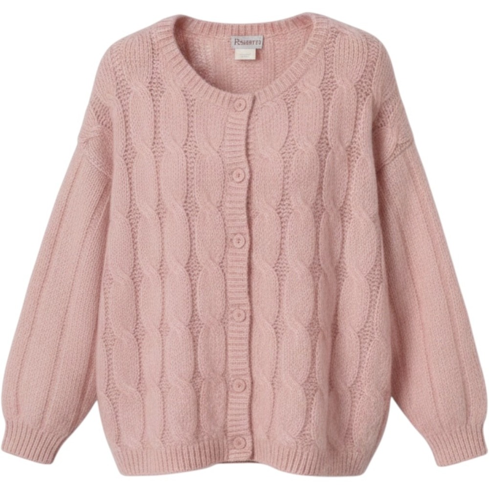 Rosanna Cardigan Womens M Pink Vintage Mohair Blend Cable Knit Button Up Sweater